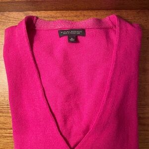 Banana Republic Women's V-Neck Cardigan Sweater in Vibrant Pink